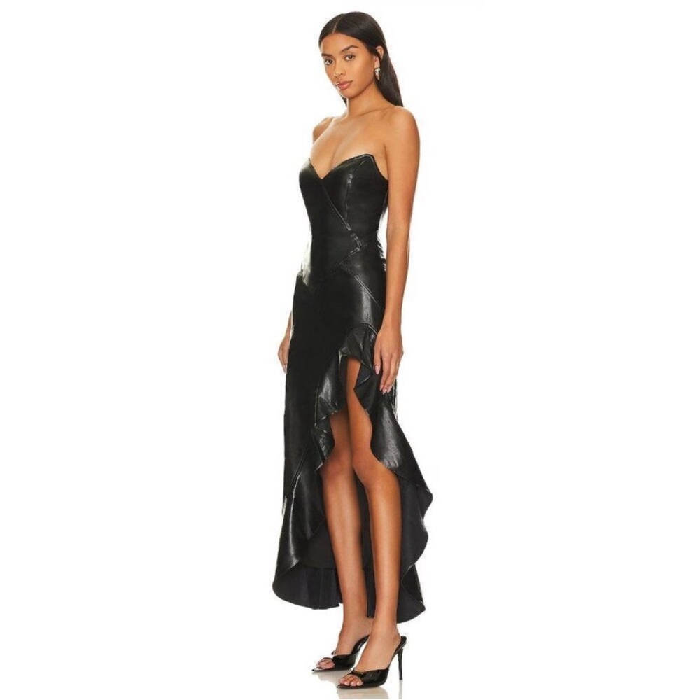 Amanda Uprichard Simone Faux Leather Dress SZ M EUC - Picture 2 of 6